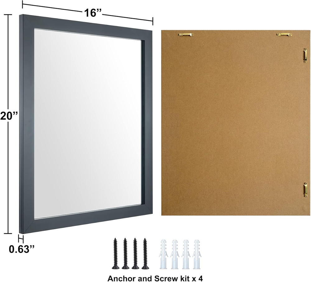 Rectangular Wall Mirror Framed Wall Mirror 16” X 20” for Bathroom, Living Room,