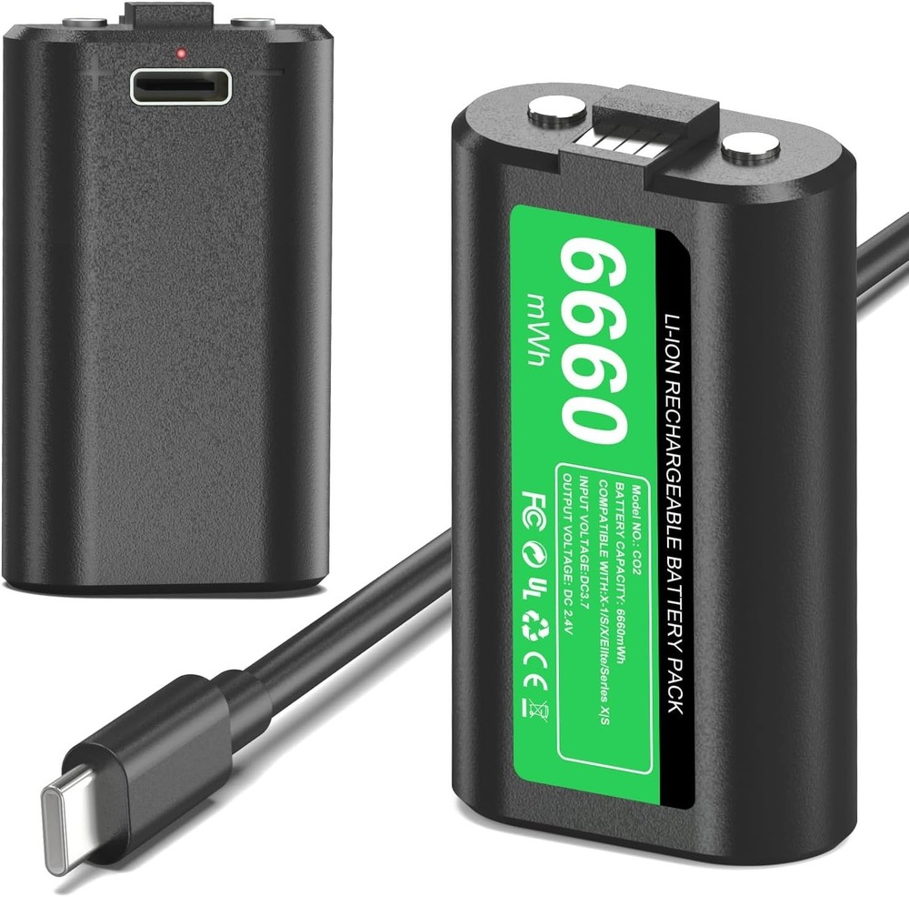 Certified Rechargeable Battery Pack for Xbox Controllers - LED Charge Indicator