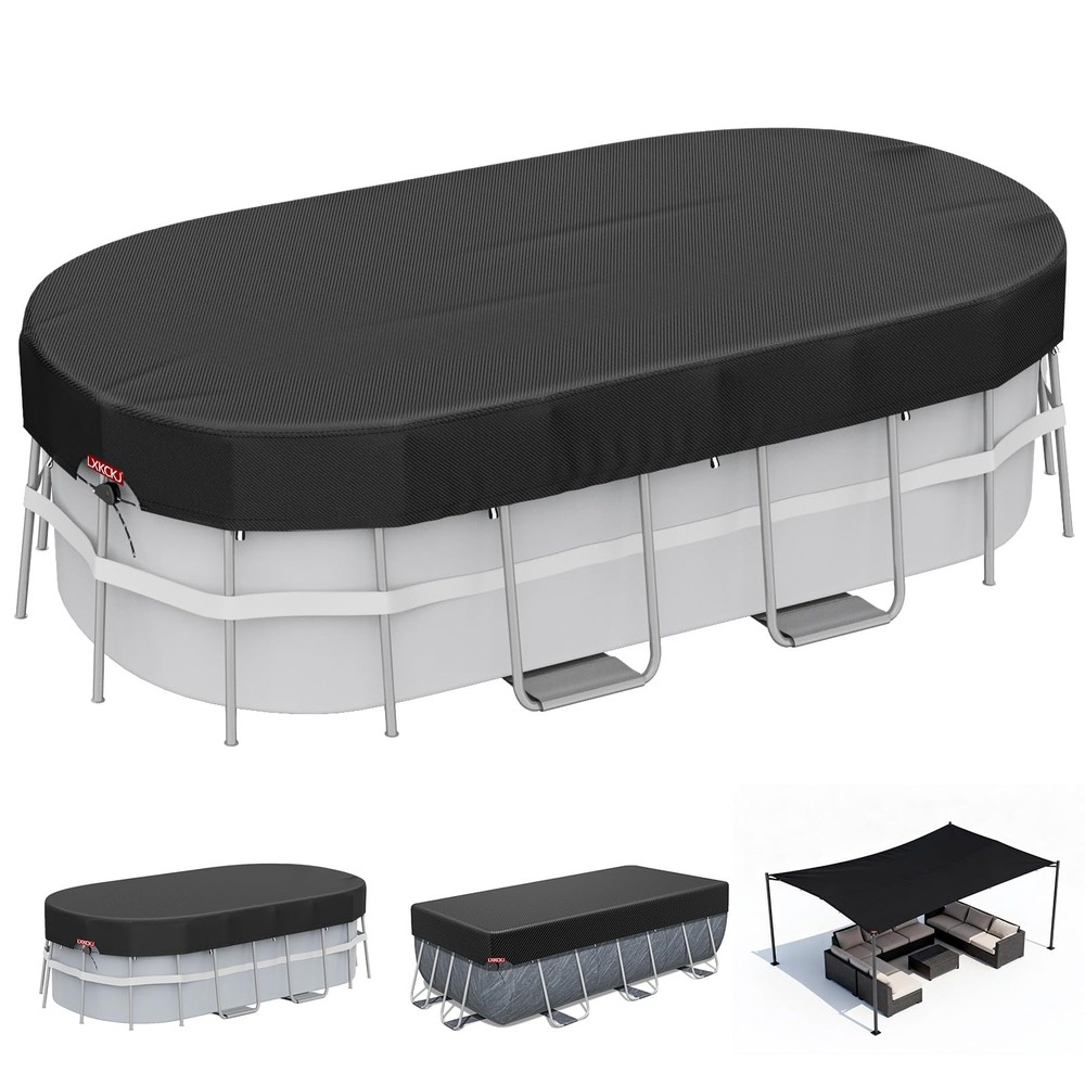 8x14 FT Rectangular Pool Cover for Above Ground Pool, Solar Oval Pool Cover P...