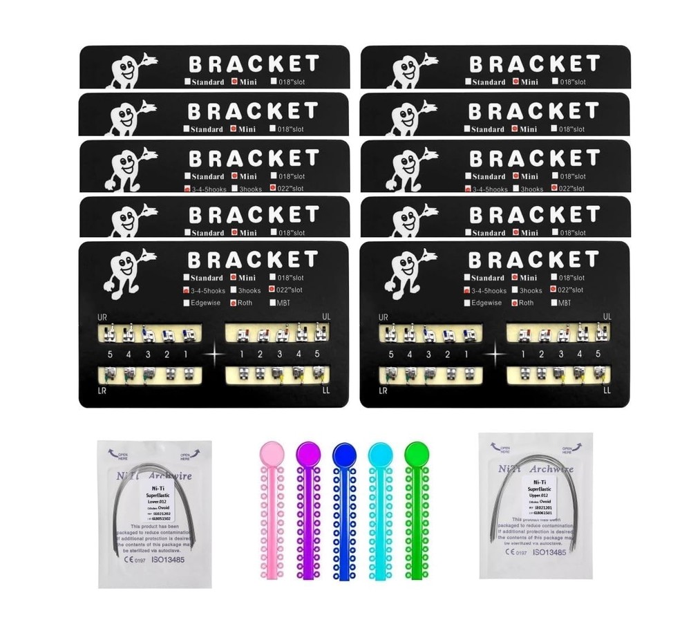 Teeth Model Brackets - 200pcs Pack with Ligature Ties