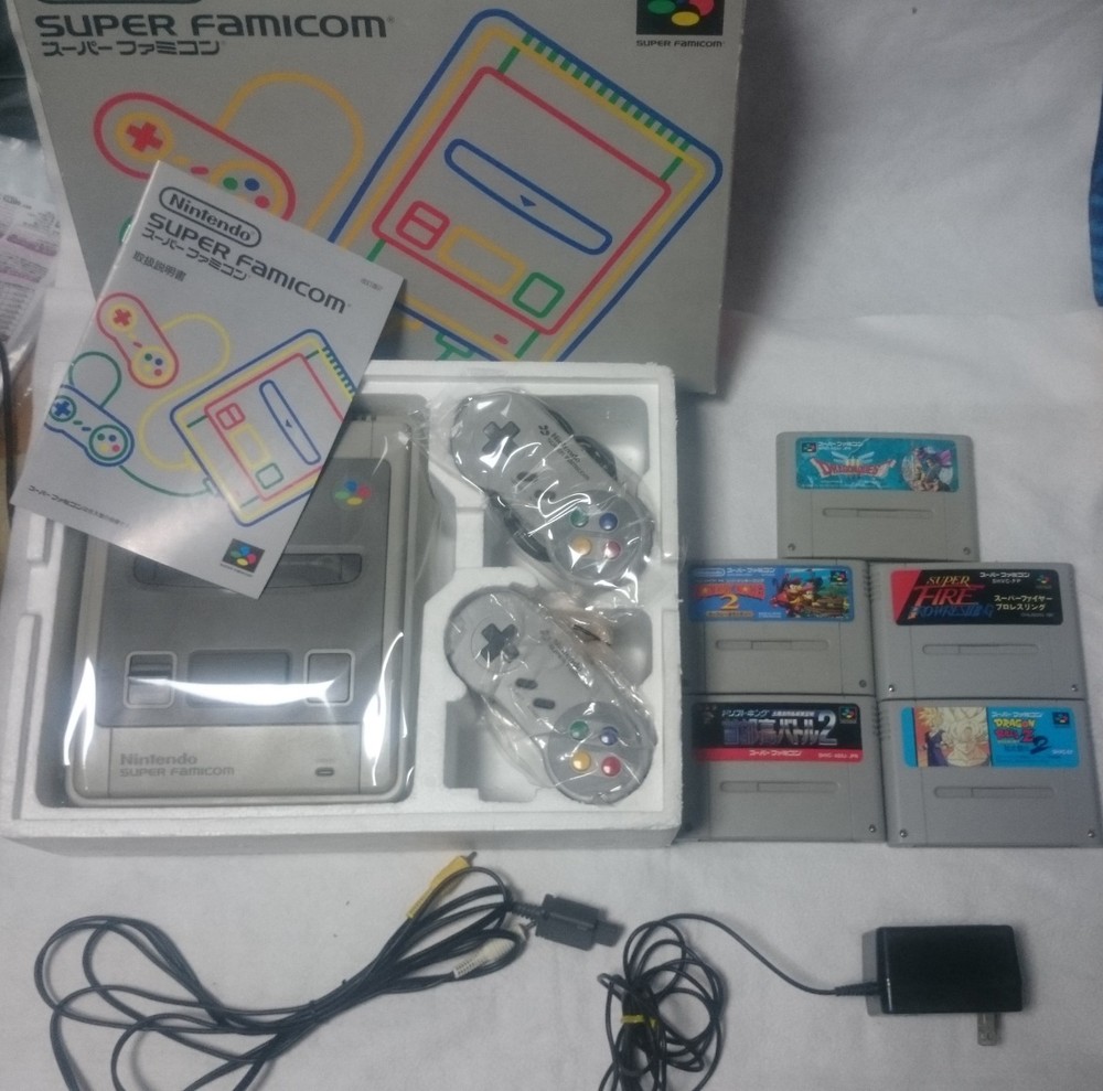 complete! 5Games+Nintendo Super Famicom Console System Boxed  Ship Free!