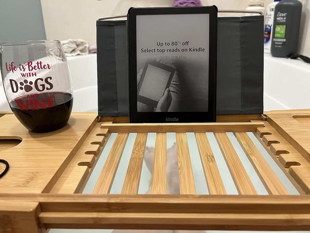 Bamboo Bathtub Tray Table - Collapsible & Adjustable Bathtub Caddy | Space-Savin