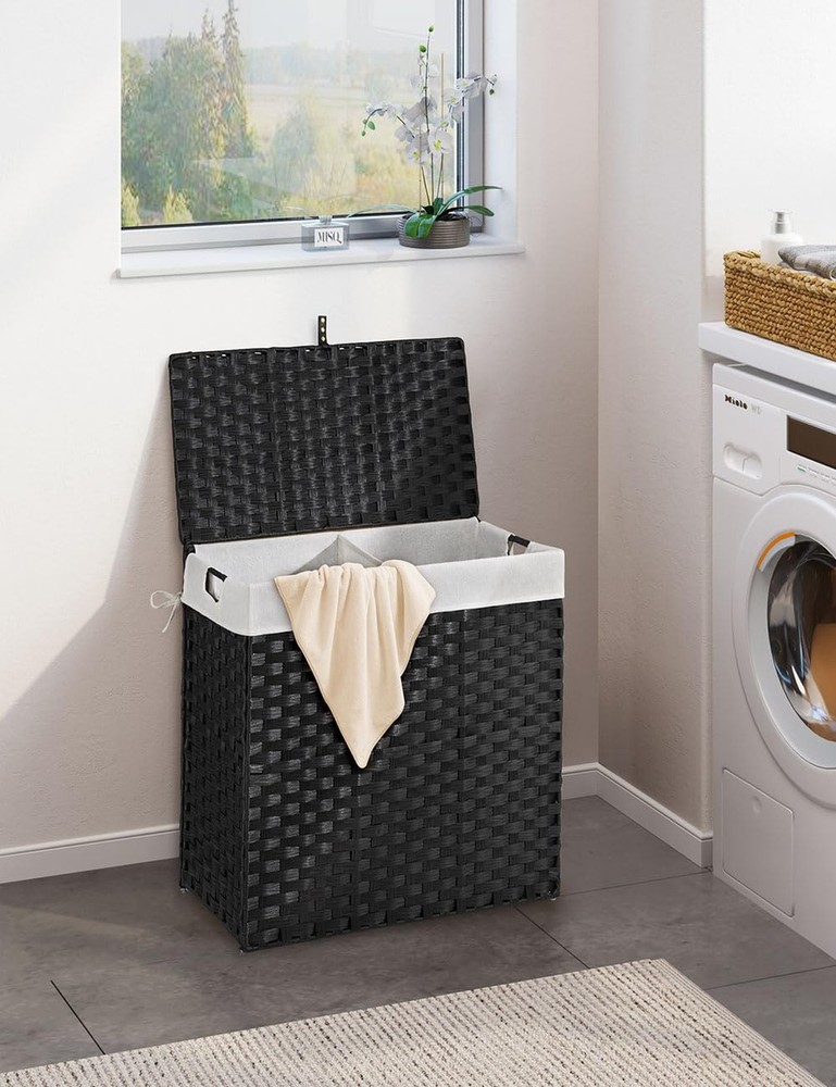 Greenstell Laundry Hamper with 2 Removable Liner Bags, Foldable Divided Cloth...