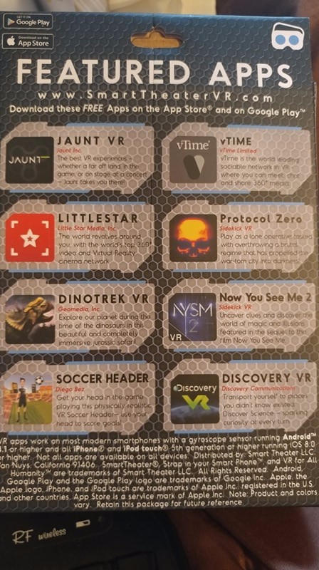 SMART THEATER VIRTUAL REALITY HEADSET -  Android & IPhone Compatible