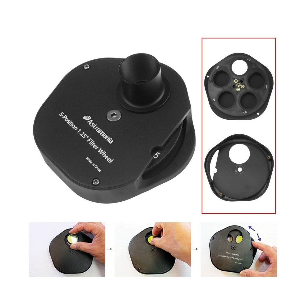 Astromania 1.25" Multiple 5-Position Filter Wheel for Telescope