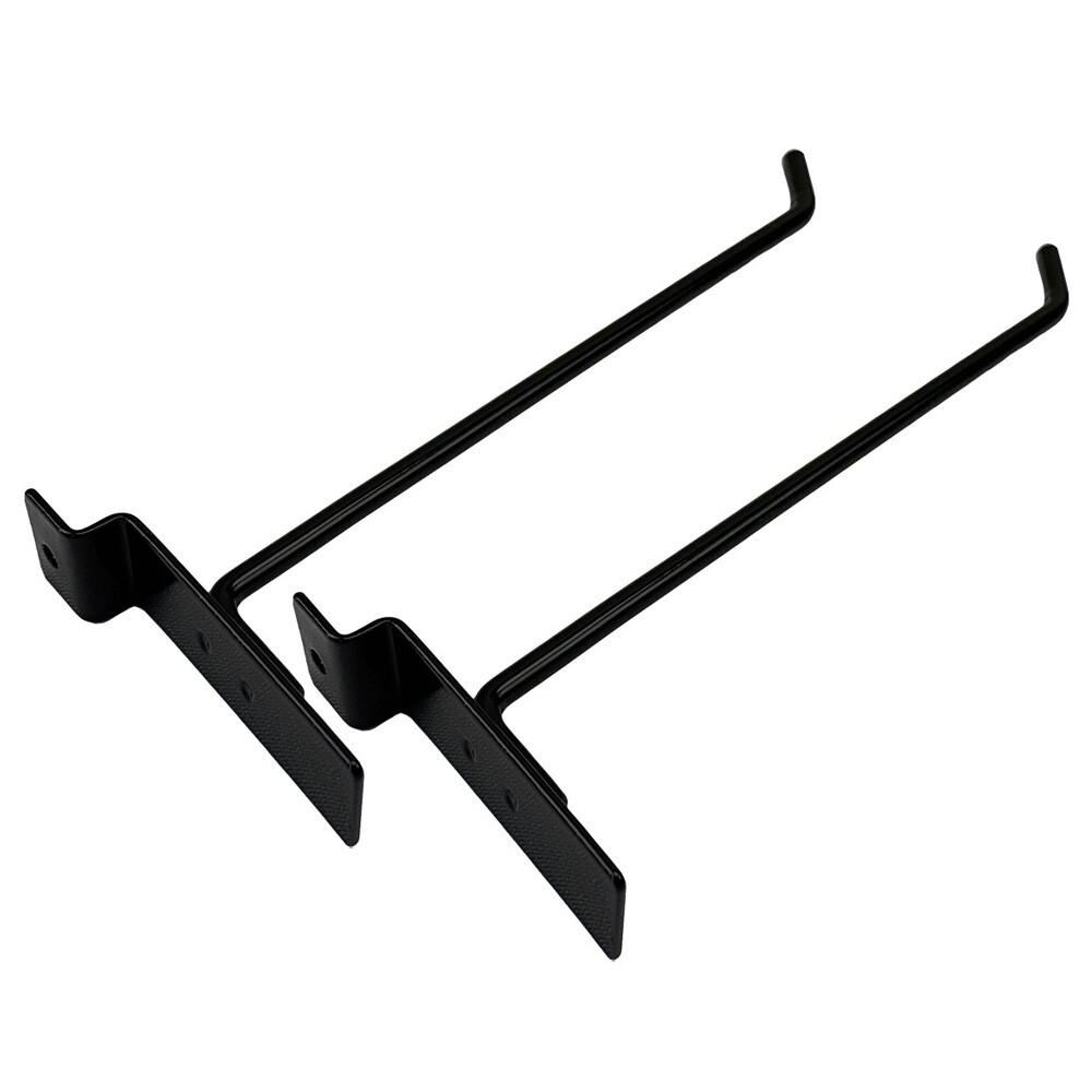 8" Slatwall Hook Panel Display Hooks, 1/4" Thickness Metal, Black - PACK 24