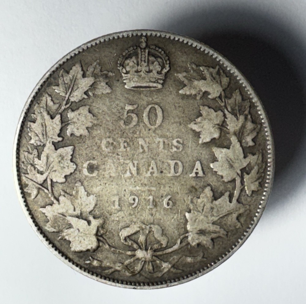 1916 CANADA 50 CENTS SILVER BETTER DATE -1023