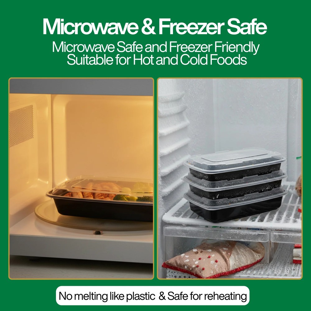 24oz Rectangular Microwaveable Container with Lid, 150 Sets (50/6)