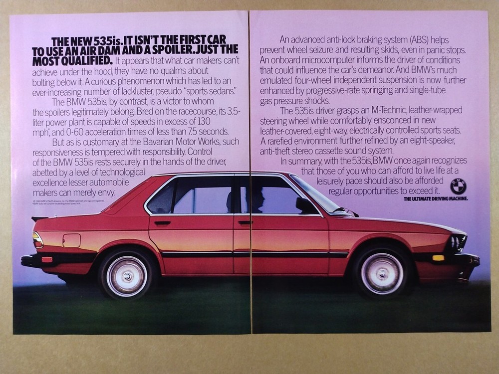1987 BMW E28 535is vintage print Ad