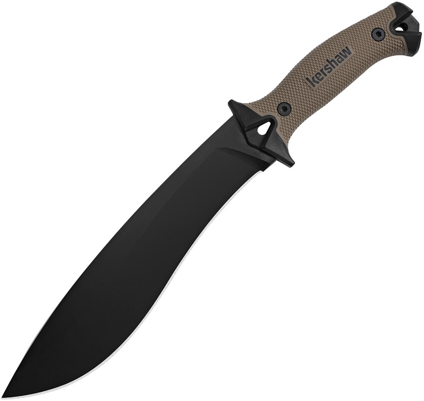 Kershaw Camp 10 Tan Handle Stainless Black Fixed Blade Machete w/ Sheath 1077TAN