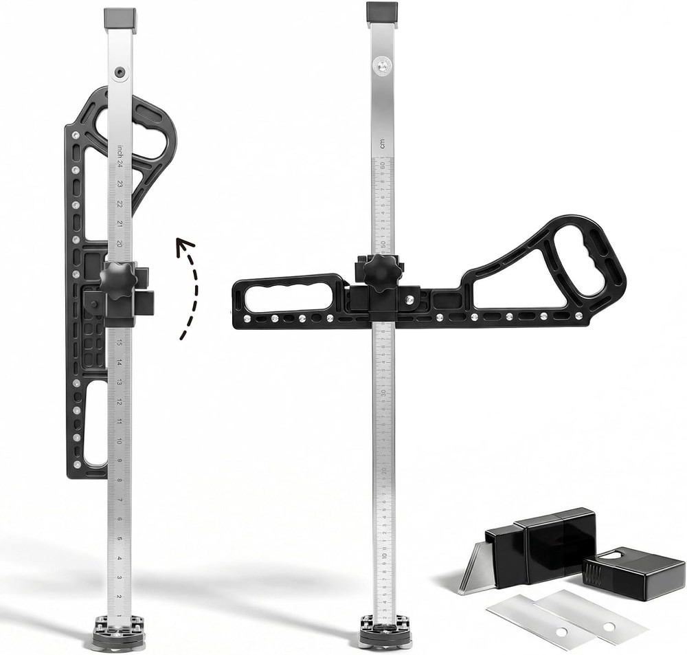 Foldable Drywall Cutter with Safety Blades and Adjustable Cut Height