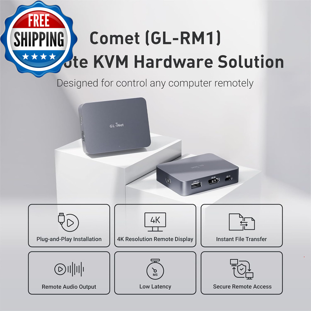 Comet (GL-RM1) Remote KVM over Internet 4K@30Hz Tailscale Support...