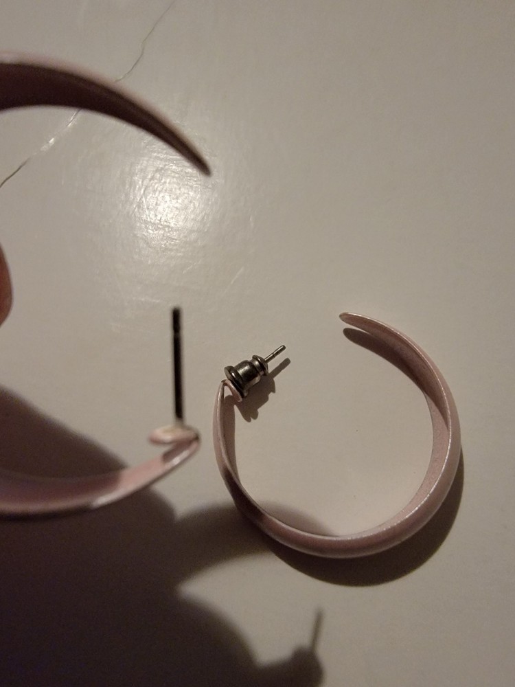 Vintage Pink Earrings Stud Circle Round