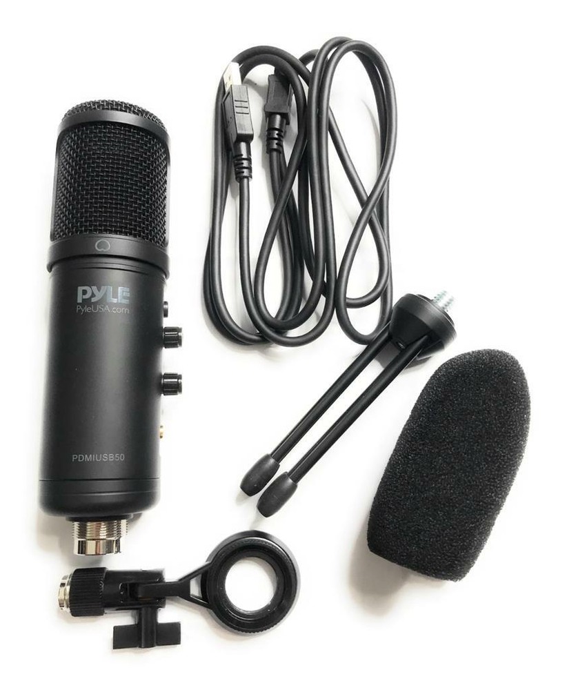 Pyle USB Plug & Play Computer Microphone, For Podcast Gaming & Streaming, Black