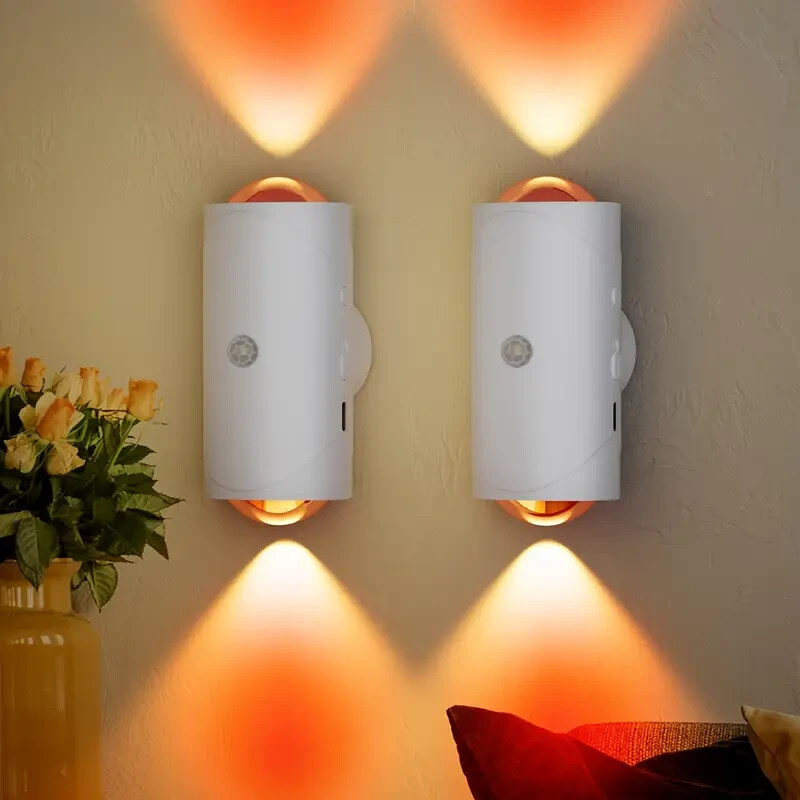 Modern Night Light Plugin Wall Sconce, Dusk To Dawn Sensor, USB Charging