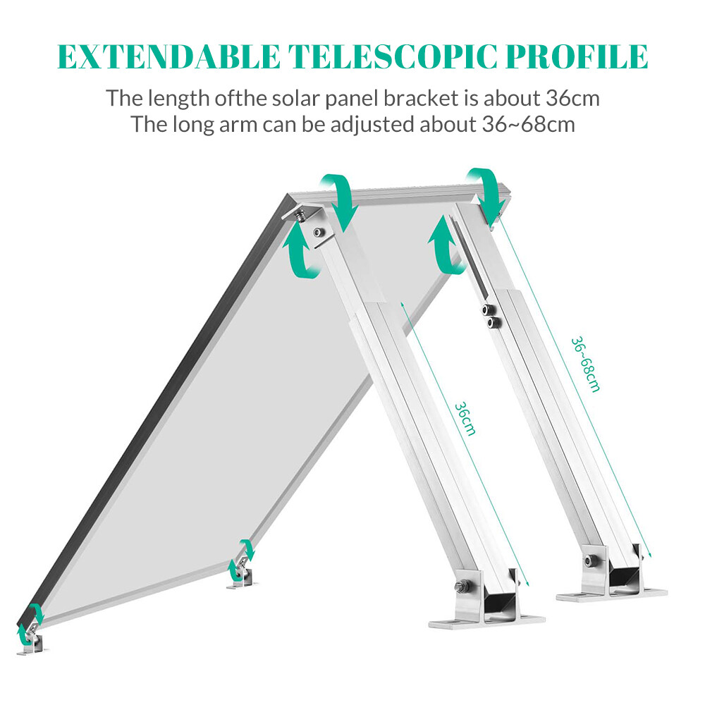 2PCS Solar Panel Mounting Brackets Adjustable Angle Tilt Mount Fixing Wall Roof