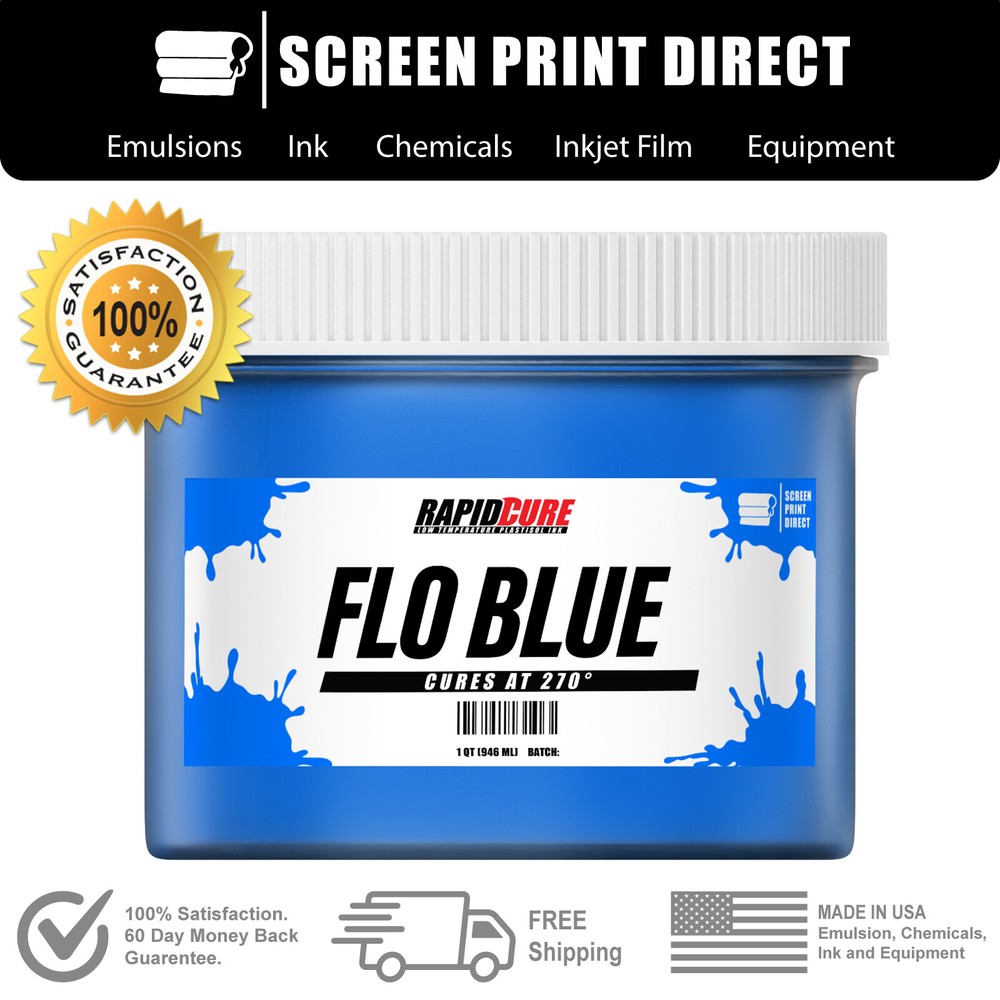 Fluorescent Blue - Screen Printing Plastisol Ink - Low Temp Cure - All Sizes