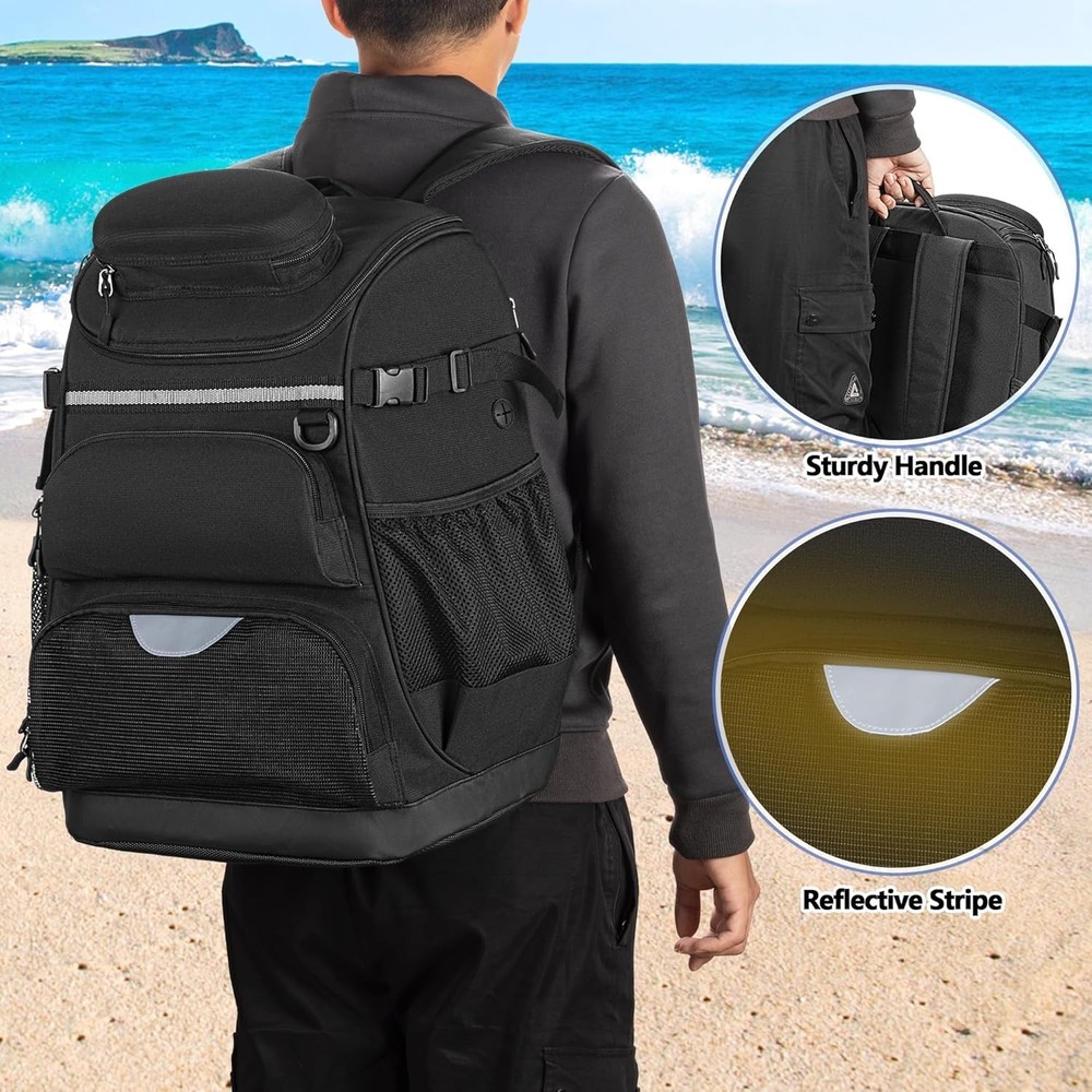 Waterproof Swim Gear Backpack with Efficient 7 Pockets and Shoe Compartment