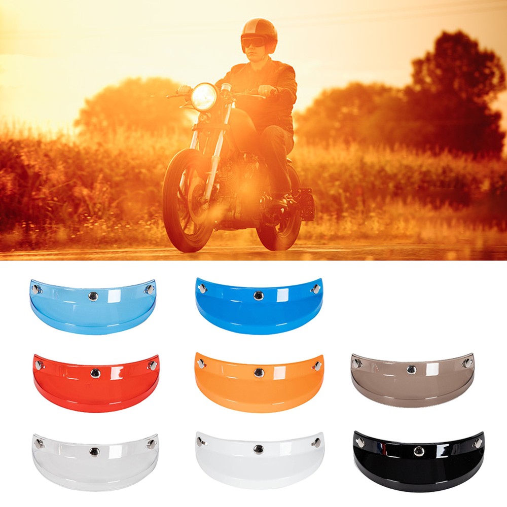 Universal Motorcycle 3 Snap-Button Visor Flip Down Open Face Wind J4I2