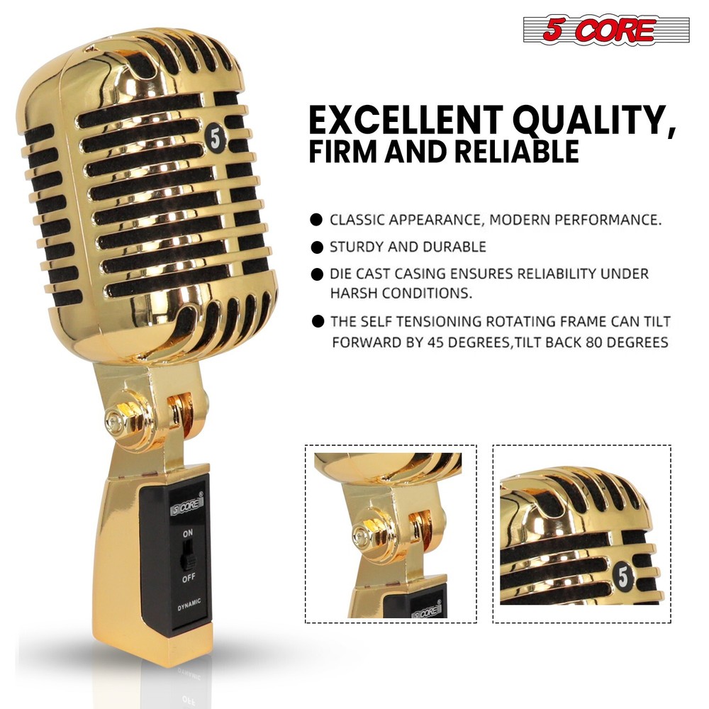 5Core Vintage Microphone Classic Dynamic Professional XLR Studio Retro Style Mic