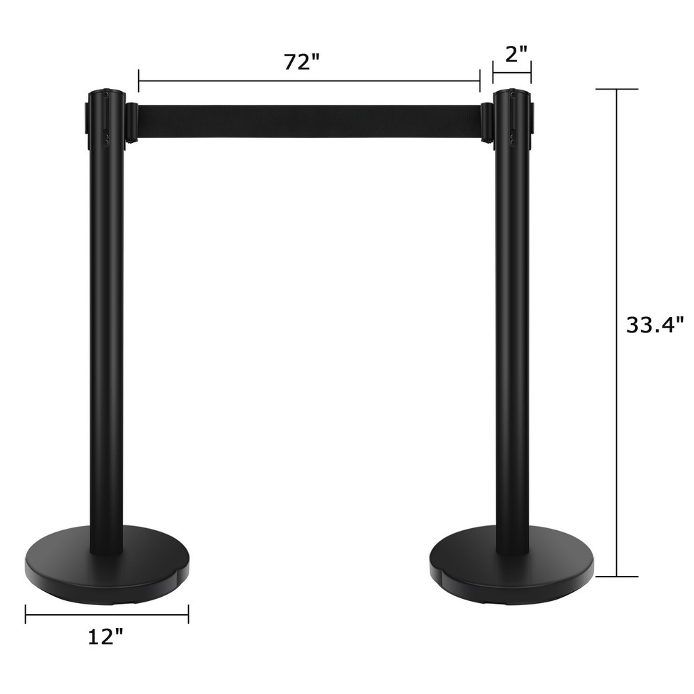 6Pcs Crowd Control Barrier Queue Poles Black Durable Outdoor Stanchion Posts
