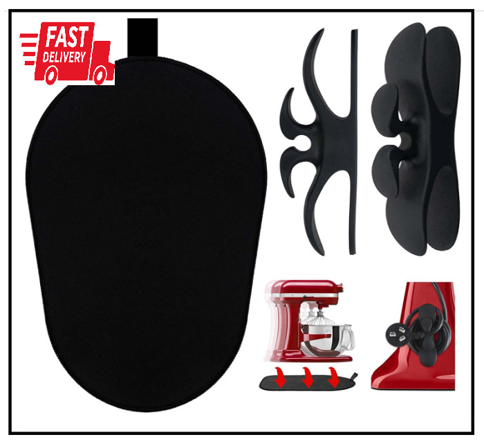 Sliding Mat for Kitchenaid Mixer with 2 Black Kitchen Accessories, Mover Slider