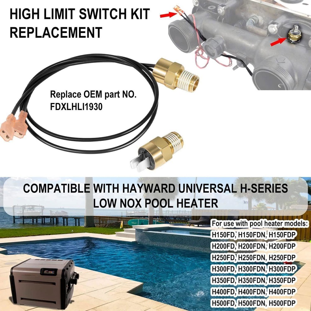 FDXLHLI1930 High Limit Switch Wires Parts Kit For Hayward H-Series Pool Heater