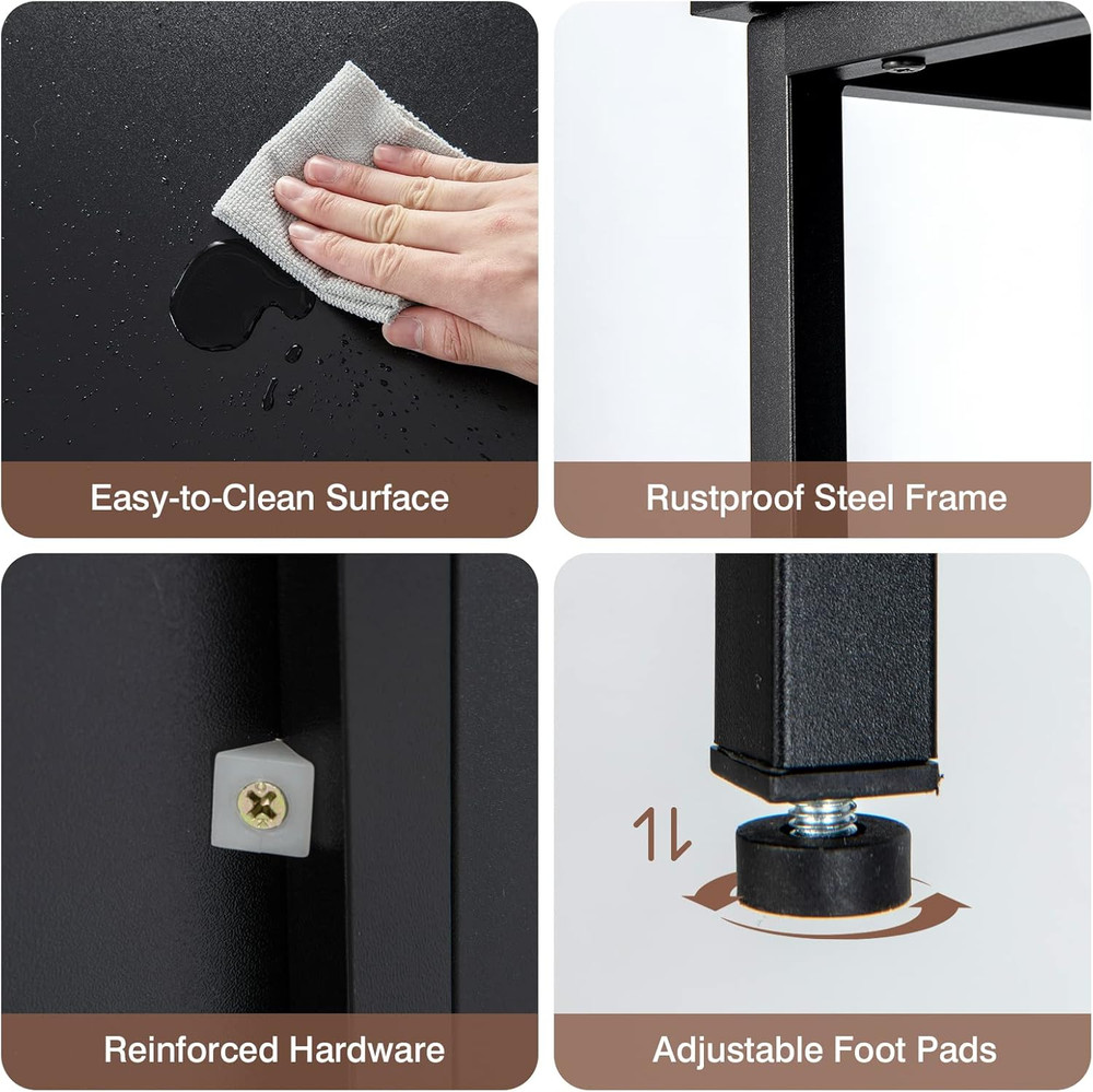 Modern Black Buffet Sideboard with Spacious Countertop & Storage Cabinet
