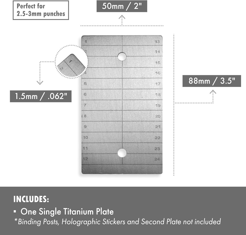Durable Titanium Plate for Safe Cryptocurrency Seed Phrase Protection - 1 Count