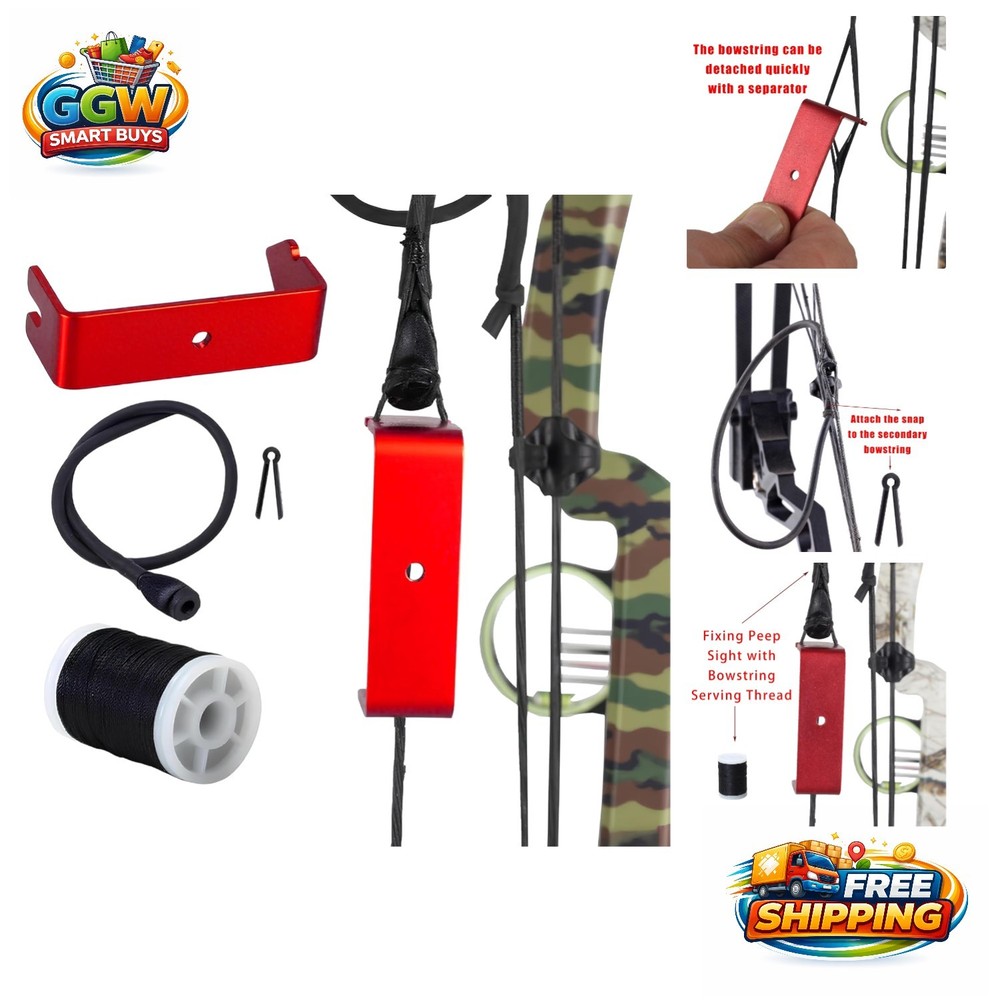 Complete Archery Installation Kit: 3/16 Peep Sight & Bowstring Serving Thread