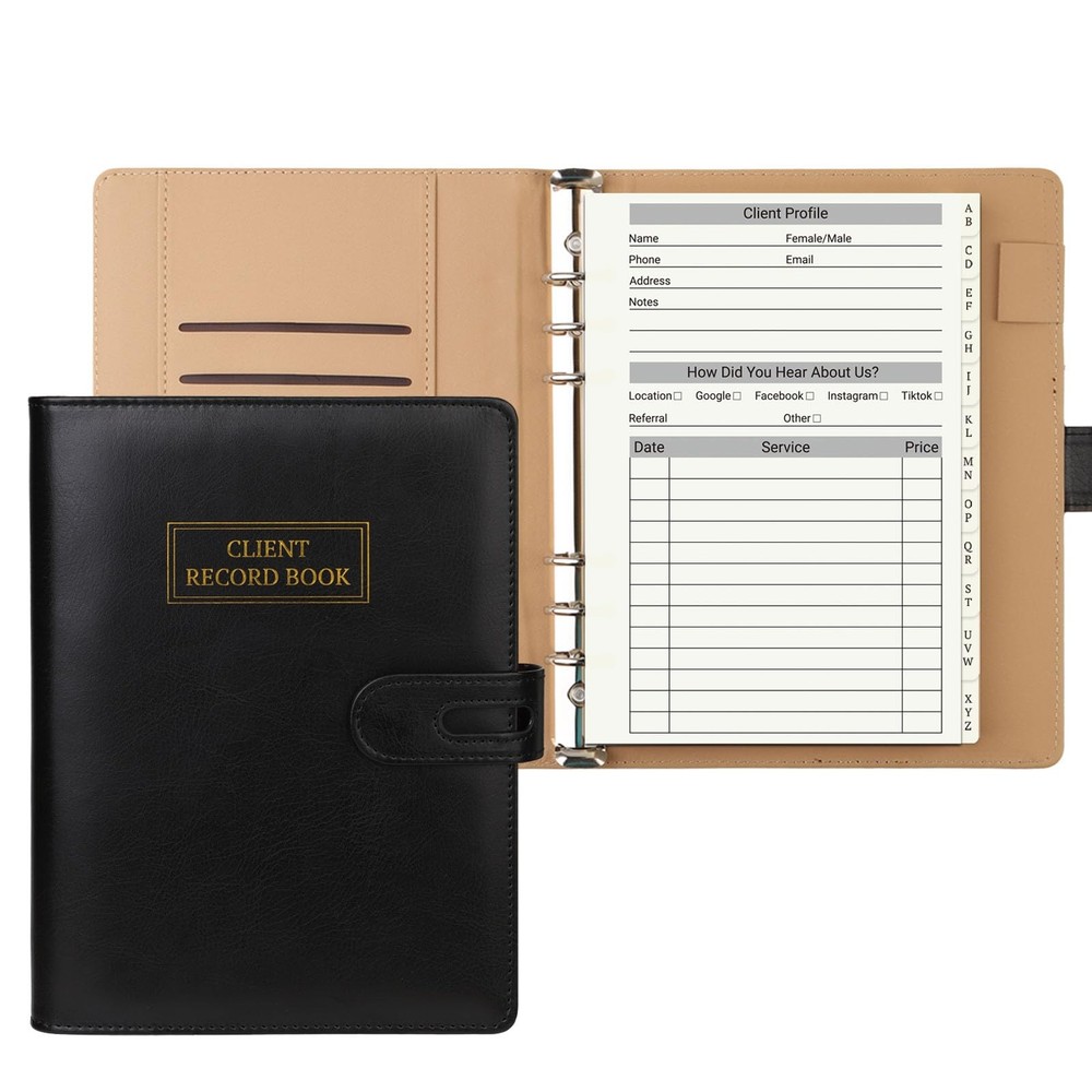 Client Record Book Profile Binder W/ Alphabetical Tabs & 100 Sheets 5.6" X 8.2"