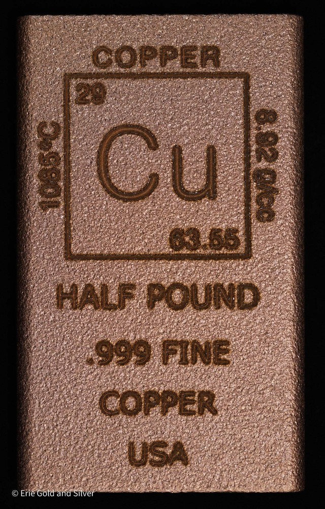 1/2 Pound lb Copper Rectangle Ingot Element Design