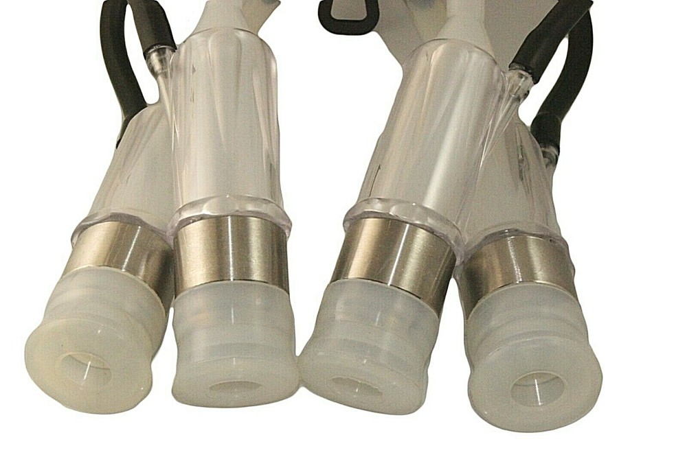 Cow Milking Cluster 200cc Silicone Liners (Size: Medium)/Acrylic Shells, Melasty