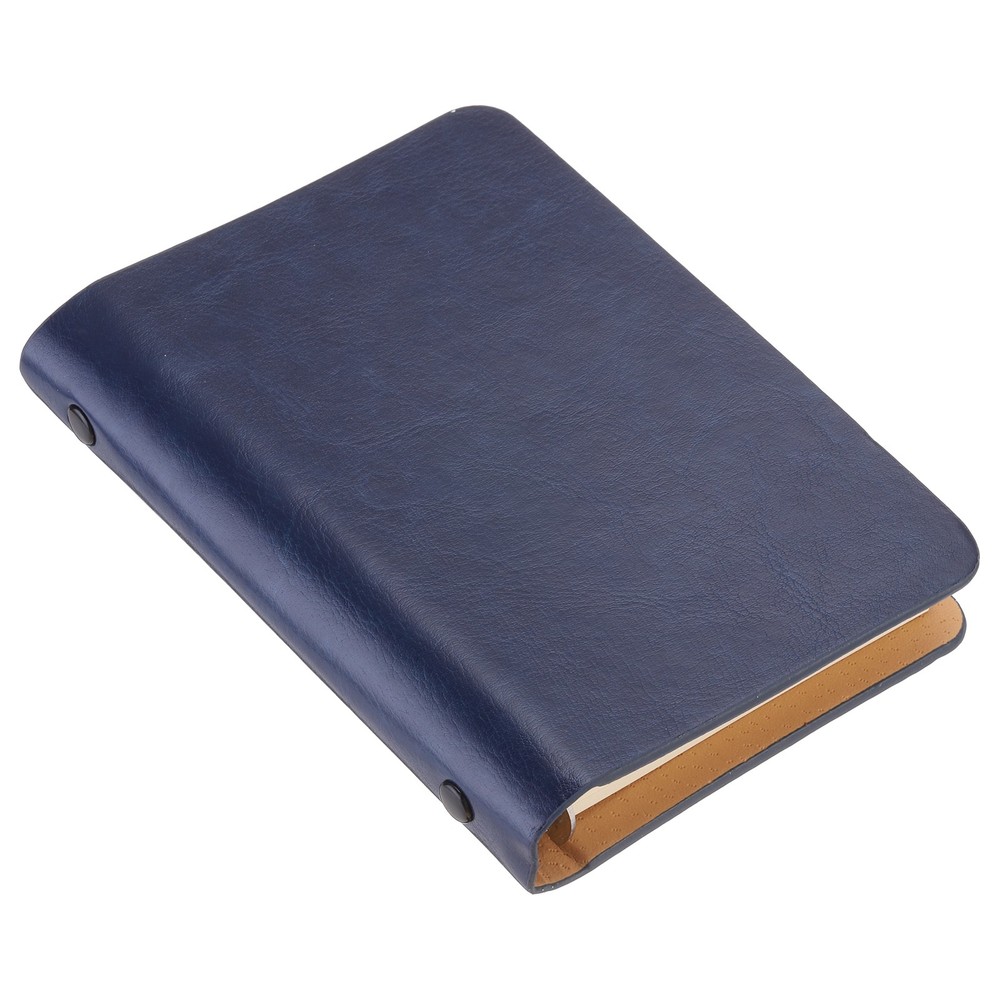 6 Ring Binder Cover A7 Leather Notebook Binder with 50 Sheets Paper, Blue