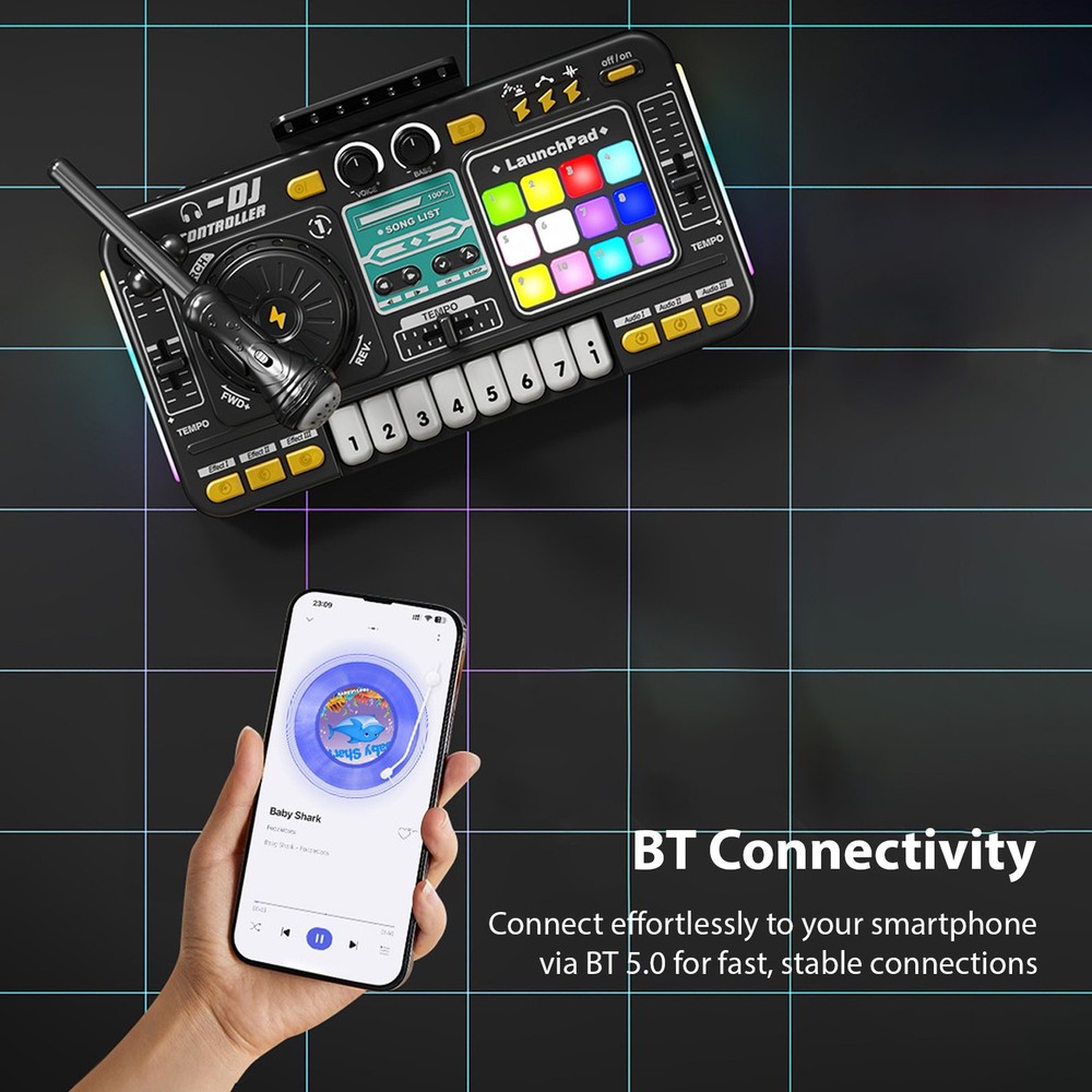 Musical DJ Set For Kids Turntable Multi Functional DJ Controller With Mic JQHY