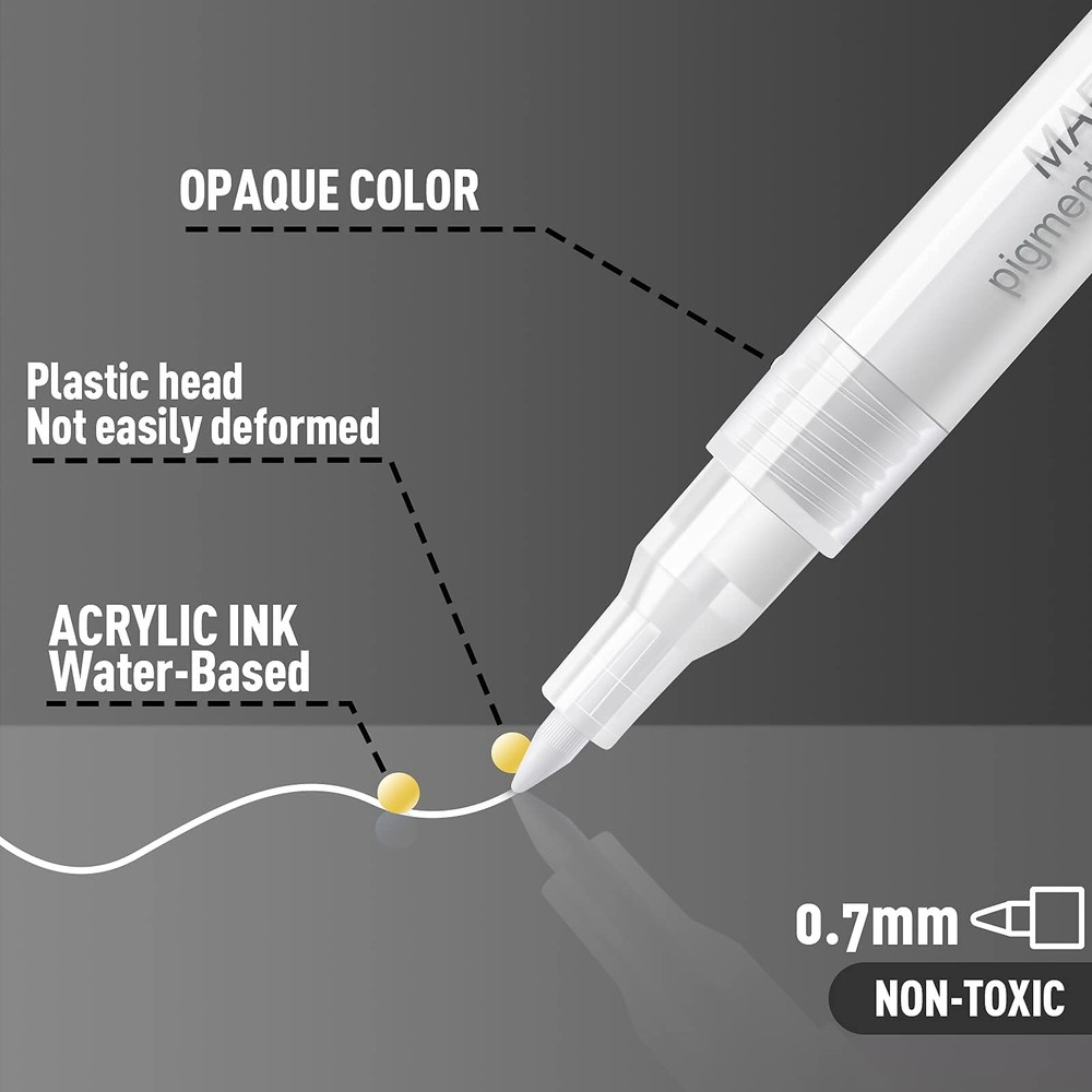 White Acrylic Paint Pens Extra Fine Point 8 Pack