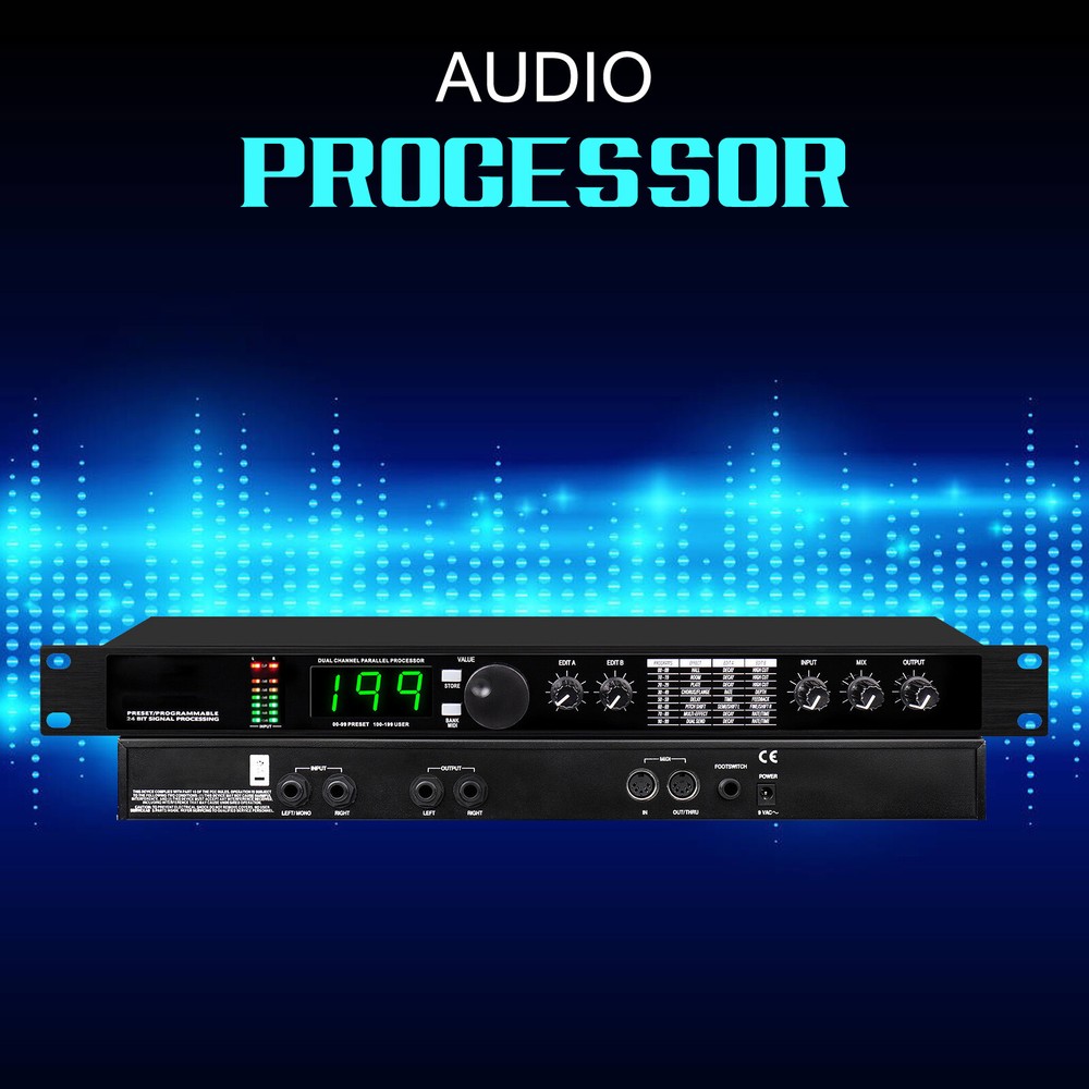 2024 Pro Digital Reverb Multi Effect Dsp Processor Audio Equalizer Vocal Mic