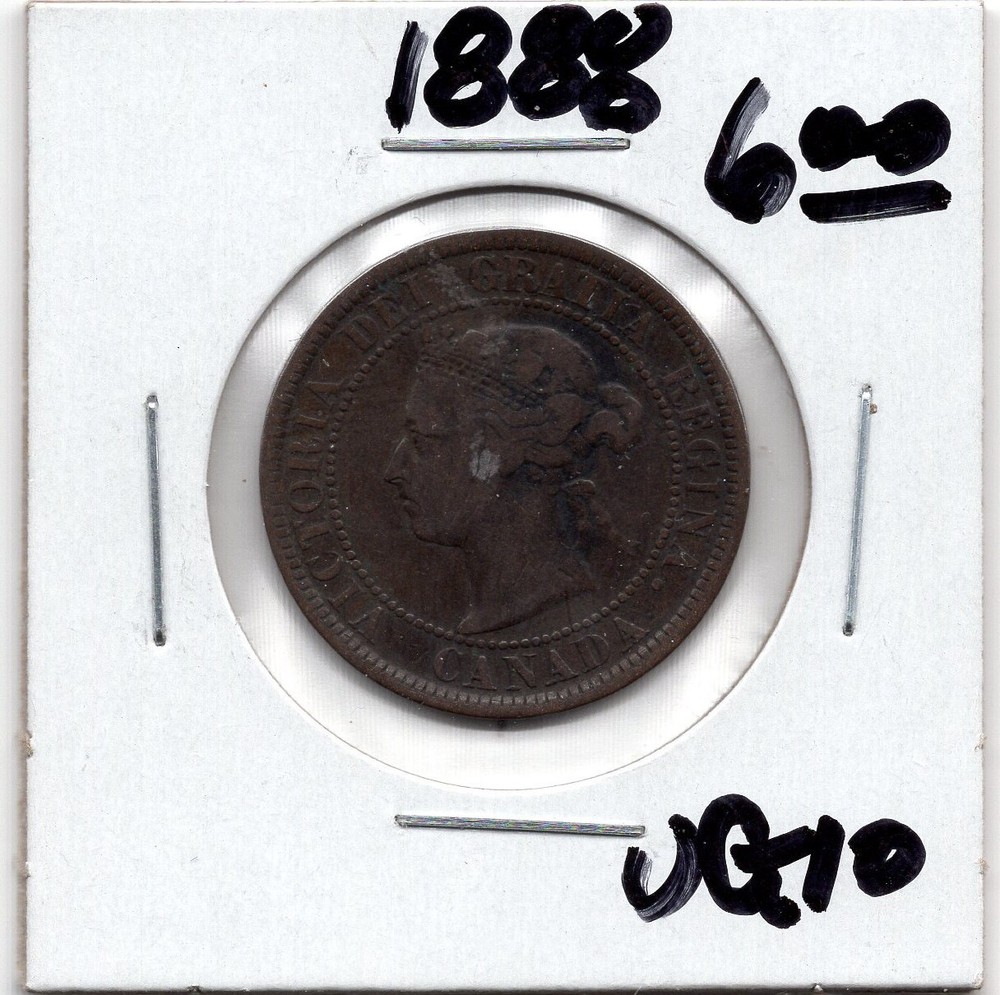 1888 Canada 1 Cent Coin -VG+