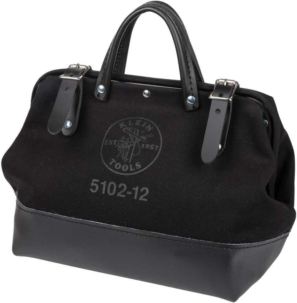 Klein Tools 510212BLK Tool Bag, Black Canvas, 12-Inch