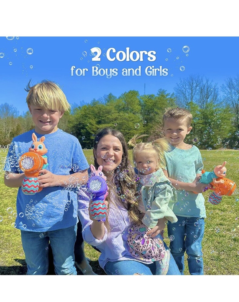 Bunny Rabbit Bubble Gun for Kids Automatic Blower with Bubble Liquid Concentrate