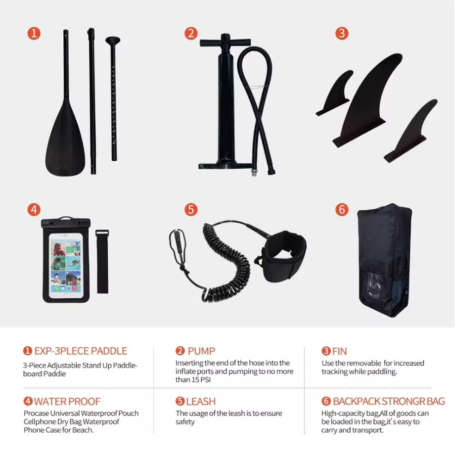 Paddle Board Inflatable SUP Board, Leash, Paddle, Hand Pump, extra Accessories