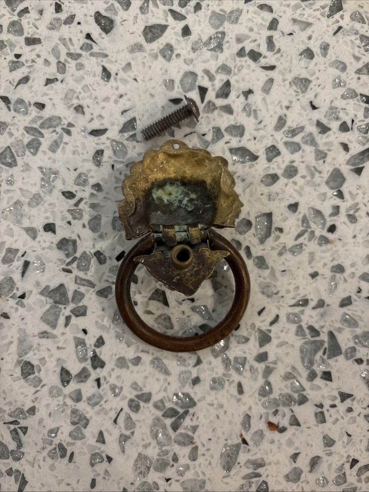Vintage Brass Lion Head Drawer Pull Handle
