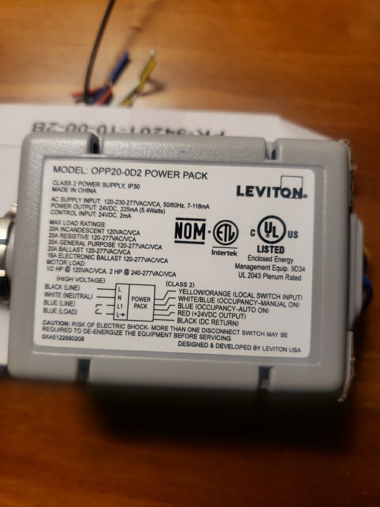 Leviton Occupancy Sensor OPP20-D2 Power Pack NEW