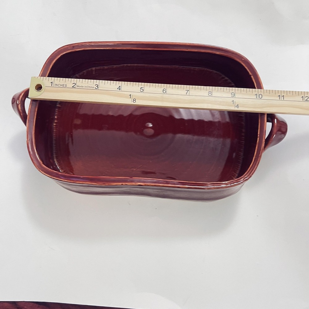 Handmade Rectangular Ceramic Baking Dish 10x7 Red Pottery Ovenware Rustic