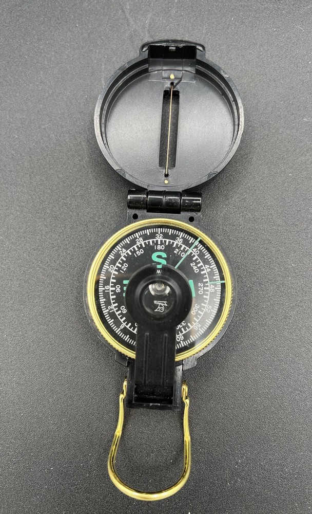 Vintage Engineer Directional Compass Black Plastic Compass Navigation Japan Glow
