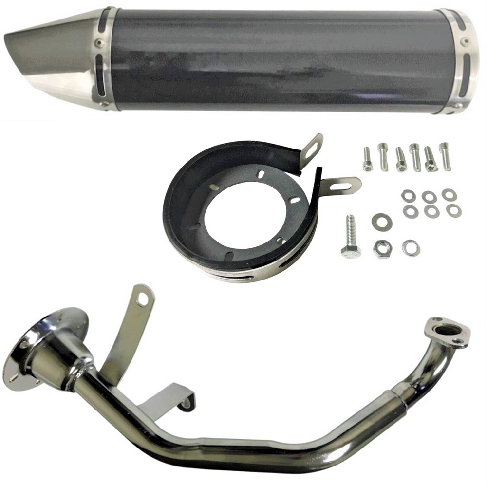 Fits Jonway Gator 150, 150-E2,  Scooter High Performance Exhaust - Black