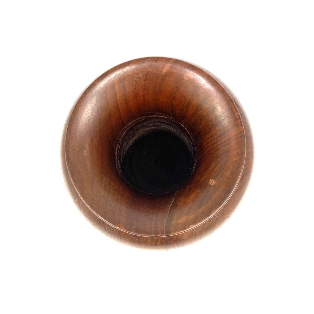 Handmade Turned Walnut Wood Vase Signed