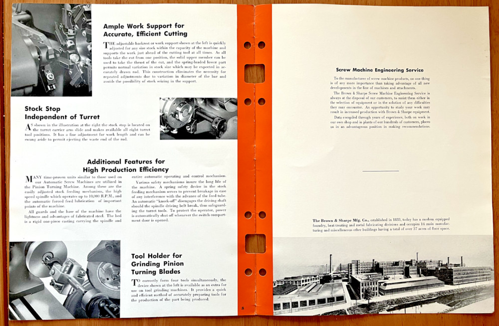 Brown & Sharpe Automatic Screw Threading Machine 1950 Providence Rhode Island