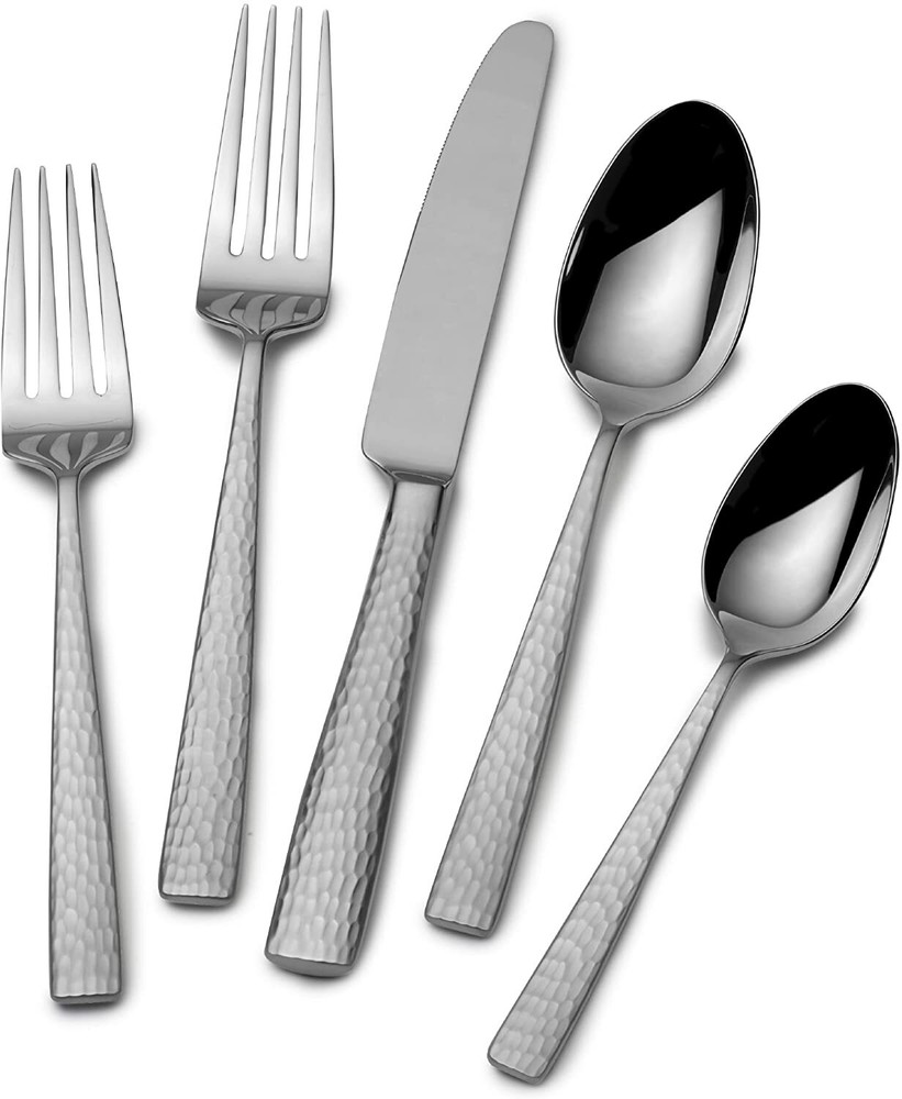 Mikasa OLIVER Flatware Replacement Singles - SATIN Finish Hammered Stainless NEW