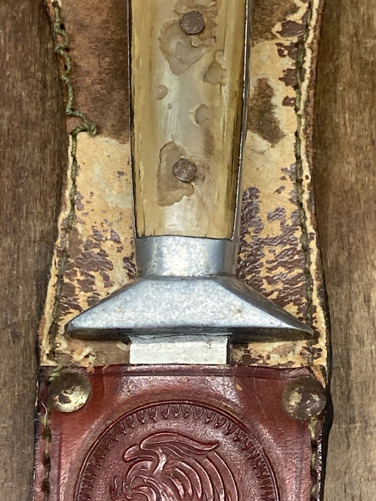 Vintage Hand Engraved Double Eagle Head Silver Mexico Dagger